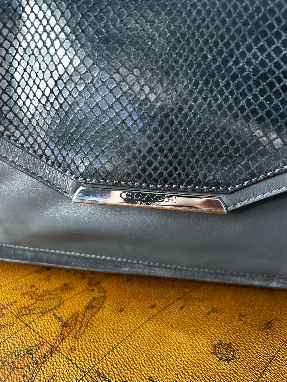 Coach Taylor Suede and Python-Embossed Leather Tote 2014 -EUC- - Picture 2 of 16